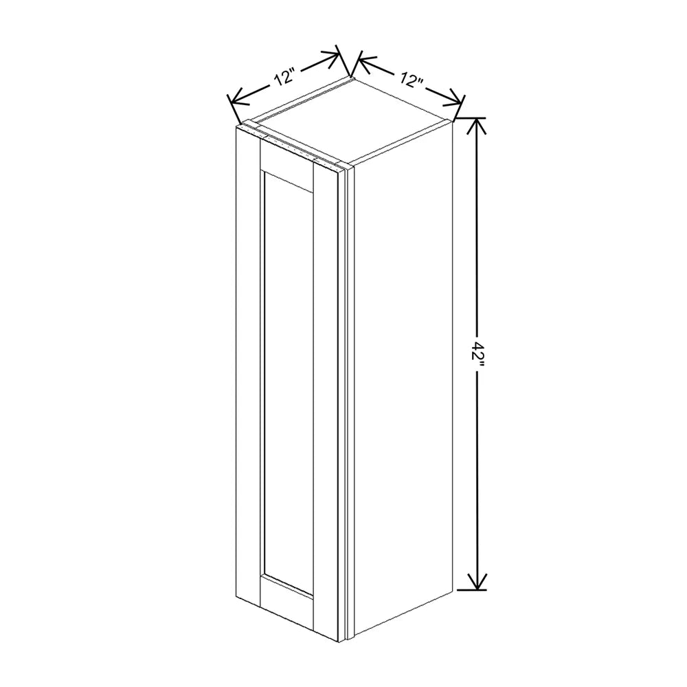 J&K Dove E1 Single Door Wall Cabinet - 12" W x 42" H