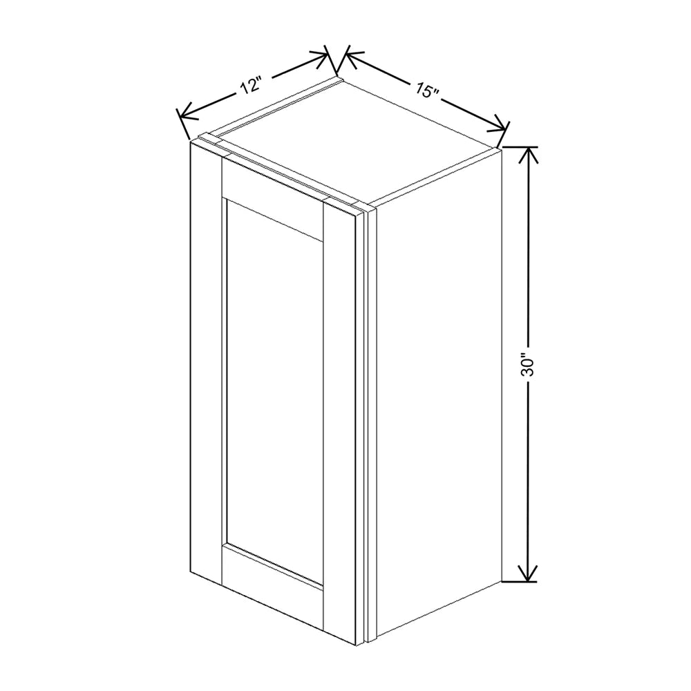 J&K White Shaker S8 Single Door Wall Cabinet - 15" W x 30" H