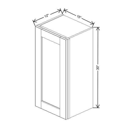 J&K Espresso K8 Single Door Wall Cabinet - 15" W x 30" H