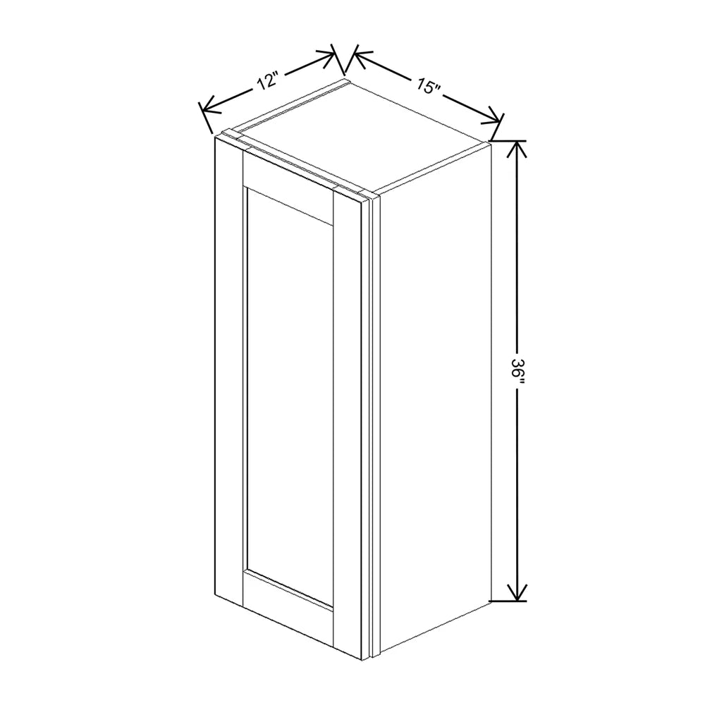 J&K White Shaker S8 Single Door Wall Cabinet - 15" W x 36" H