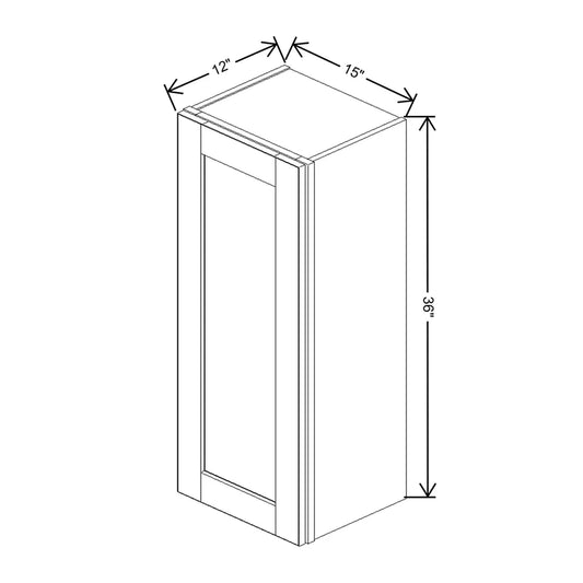 J&K Greige K3 Single Door Wall Cabinet - 15" W x 36" H