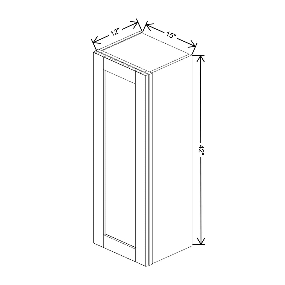 J&K White Shaker S8 Single Door Wall Cabinet - 15" W x 42" H