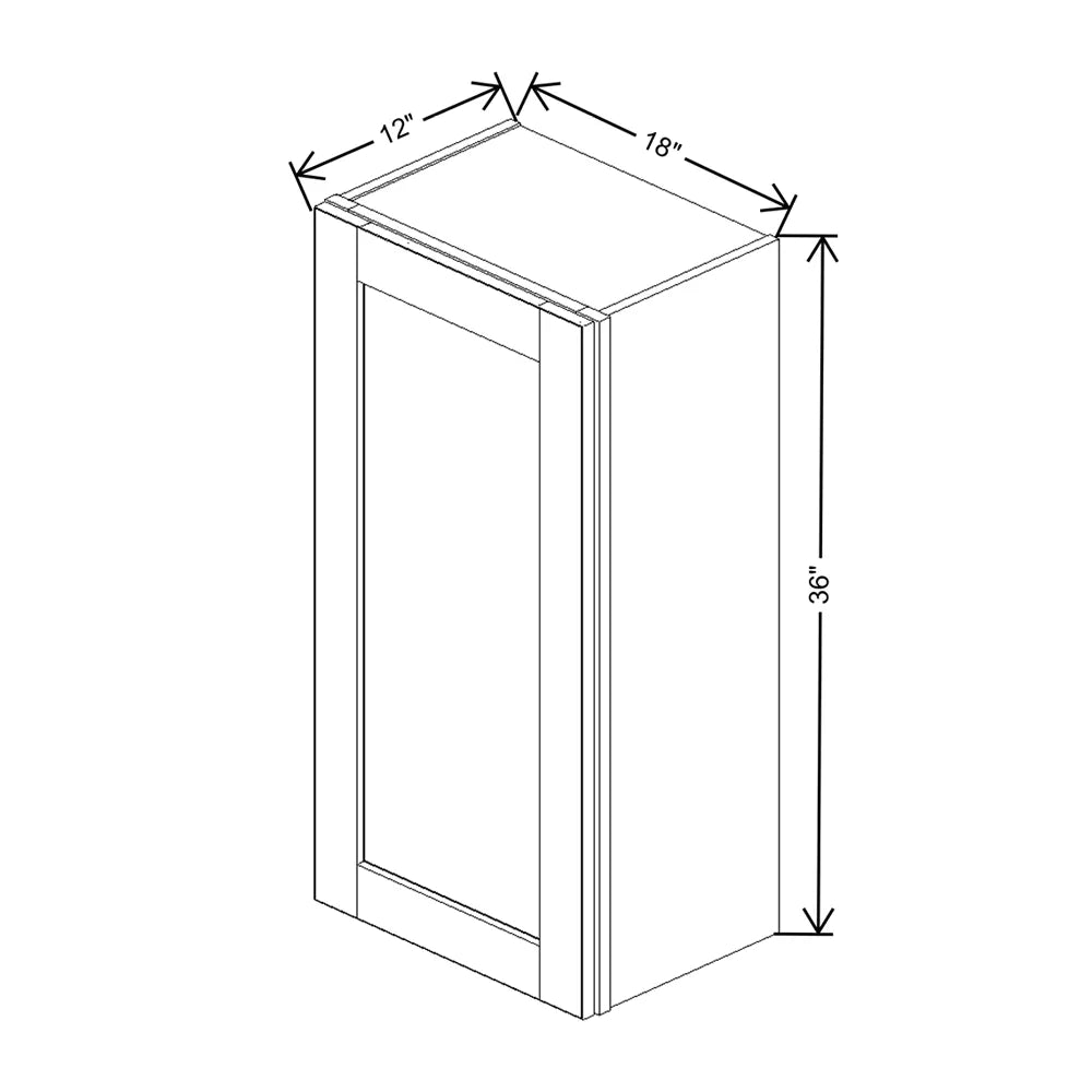 J&K White Shaker S8 Single Door Wall Cabinet - 18" W x 36" H