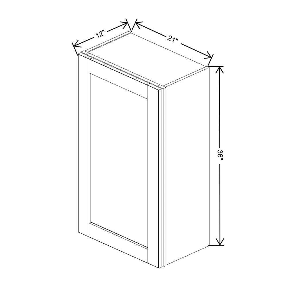 J&K White Shaker S8 Single Door Wall Cabinet - 21" W x 36" H