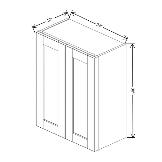 J&K Greige K3 Double Door Wall Cabinet - 24" W x 30" H