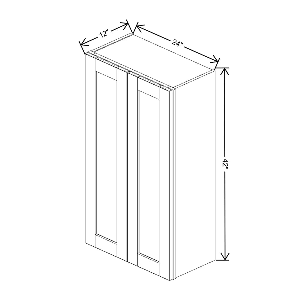 J&K White Shaker S8 Double Door Wall Cabinet - 24" W x 42" H