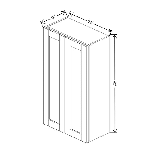 J&K Creme Glazed A7 Double Door Wall Cabinet - 24" W x 42" H