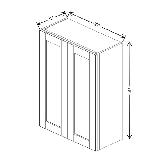 J&K Mocha Glazed K10 Double Door Wall Cabinet - 27" W x 36" H