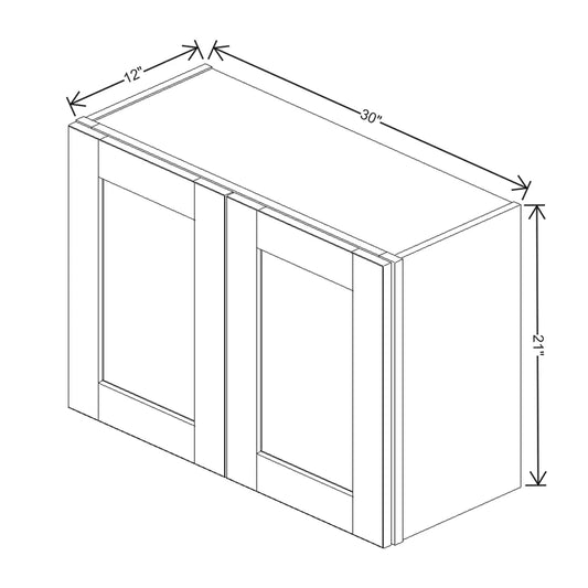 J&K Pearl Glazed H9 Double Door Wall Cabinet - 30" W x 21" H