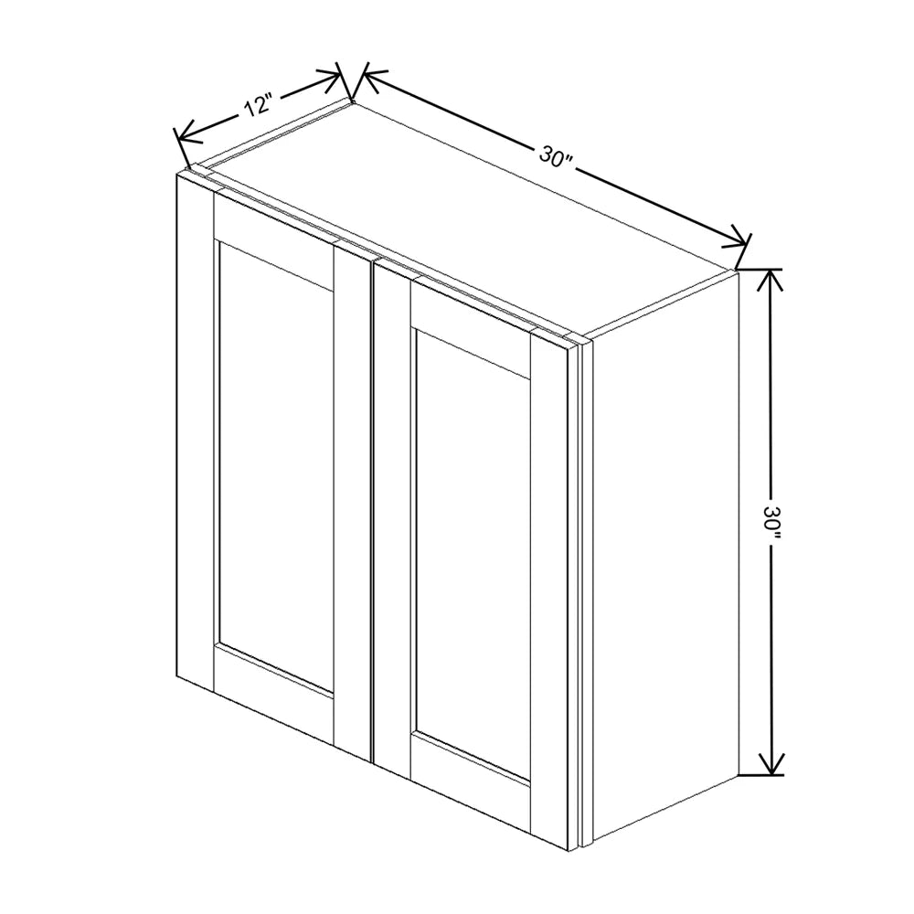 J&K White Shaker S8 Double Door Wall Cabinet - 30" W x 30" H