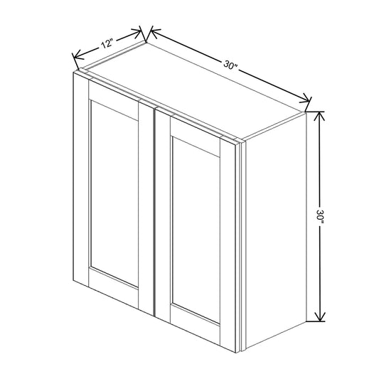 J&K Mocha Glazed K10 Double Door Wall Cabinet - 30" W x 30" H