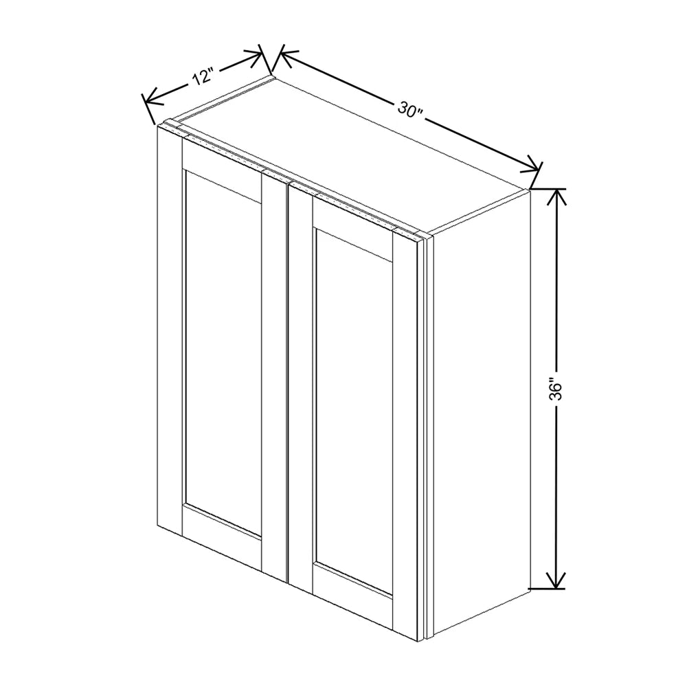 J&K Castle Grey S5 Double Door Wall Cabinet - 30" W x 36" H