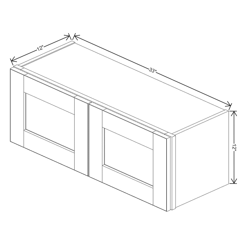 J&K Dove E1 Double Door Wall Cabinet - 33" W x 12" H