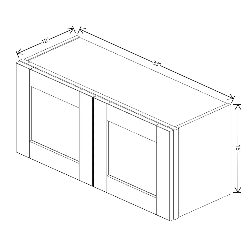 J&K White Shaker S8 Double Door Wall Cabinet - 33" W x 15" H