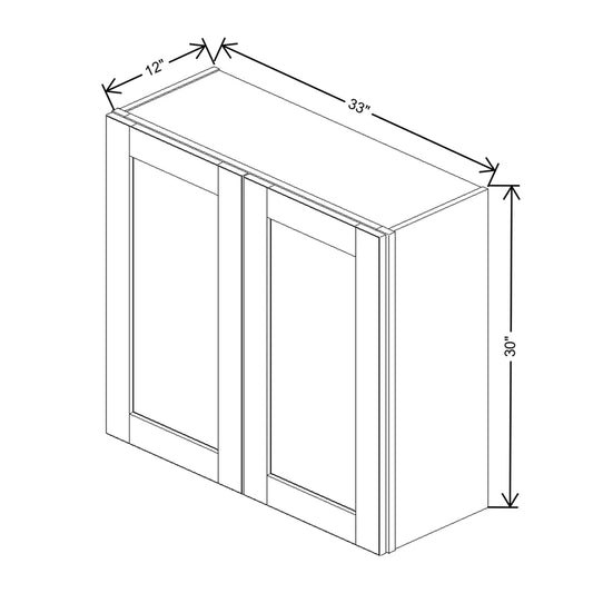 J&K Mocha Glazed K10 Double Door Wall Cabinet - 33" W x 30" H