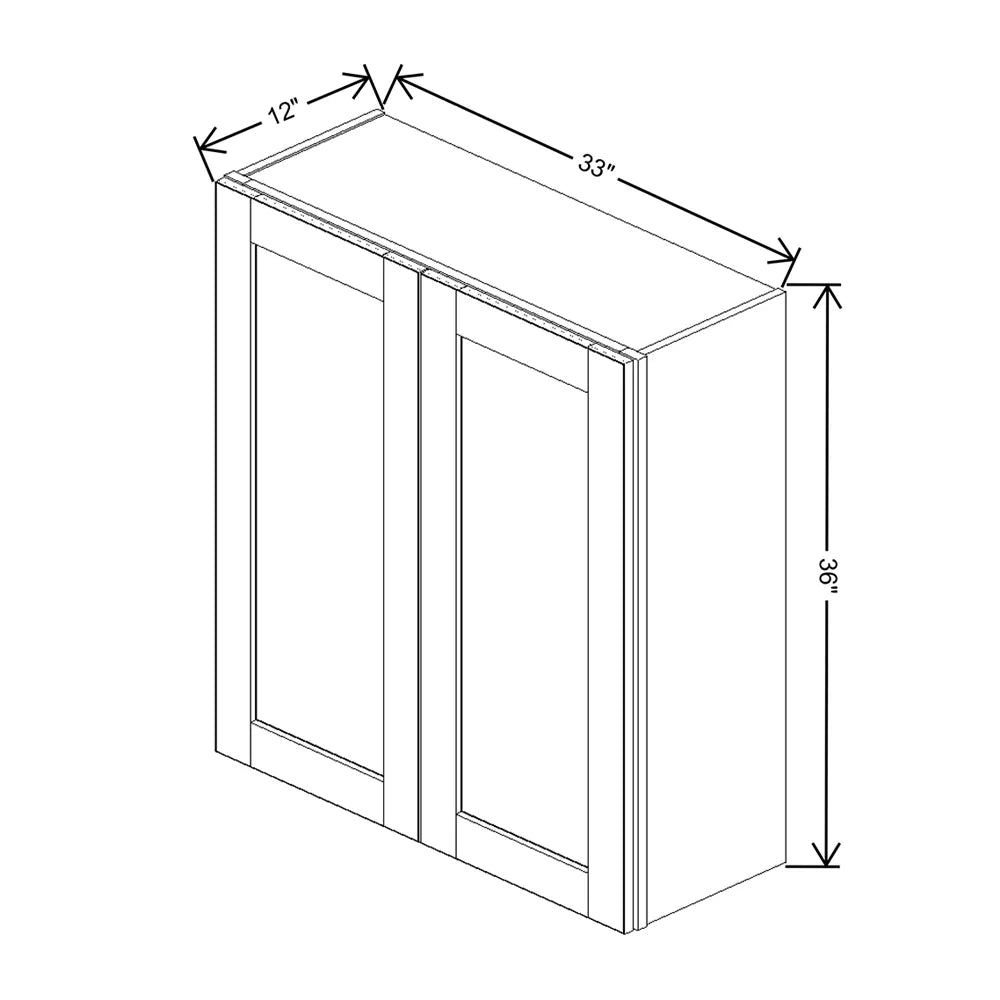 J&K White Shaker S8 Double Door Wall Cabinet - 33" W x 36" H