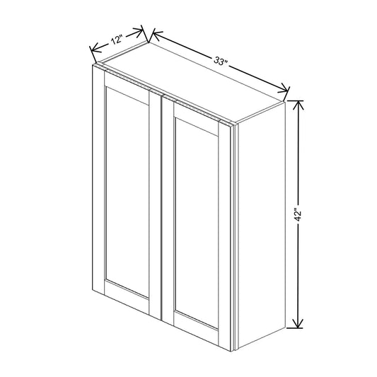 J&K Mocha Glazed K10 Double Door Wall Cabinet - 33" W x 42" H