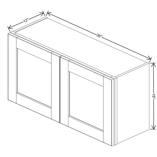 J&K Castle Grey S5 Double Door Wall Cabinet - 36" W x 18" H