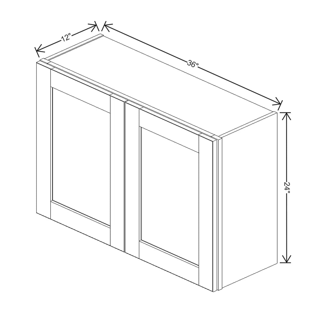 J&K White Shaker S8 Double Door Wall Cabinet - 36" W x 24" H