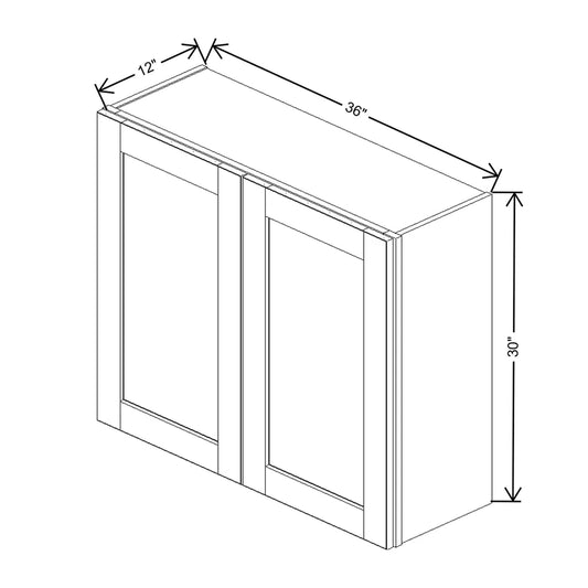 J&K Mocha Glazed K10 Double Door Wall Cabinet - 36" W x 30" H