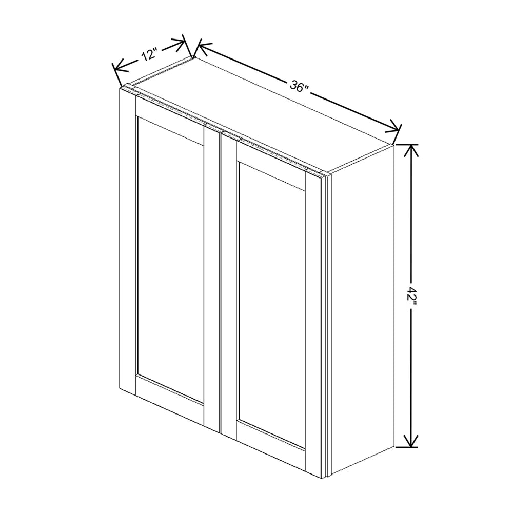 J&K White Shaker S8 Double Door Wall Cabinet - 36" W x 42" H