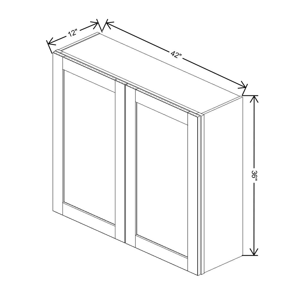 J&K White Shaker S8 Double Door Wall Cabinet - 42" W x 36" H