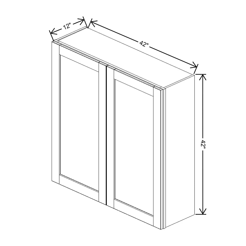 J&K White Shaker S8 Double Door Wall Cabinet - 42" W x 42" H