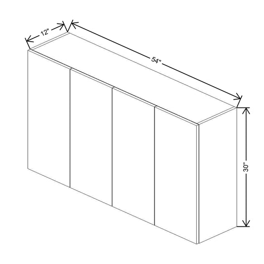 CNC Country Oak Honey 54" W X 30" H Four Door Wall Cabinet