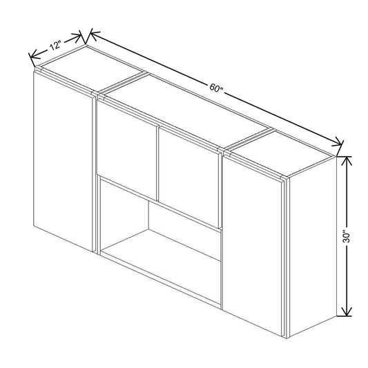 CNC Luxor 5-Piece Misty Grey 60" W X 30" H Open Wall Cabinet