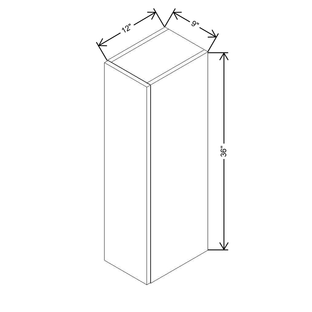 CNC Concord Fashion White 09" W X 36" H Single Door Wall Cabinet