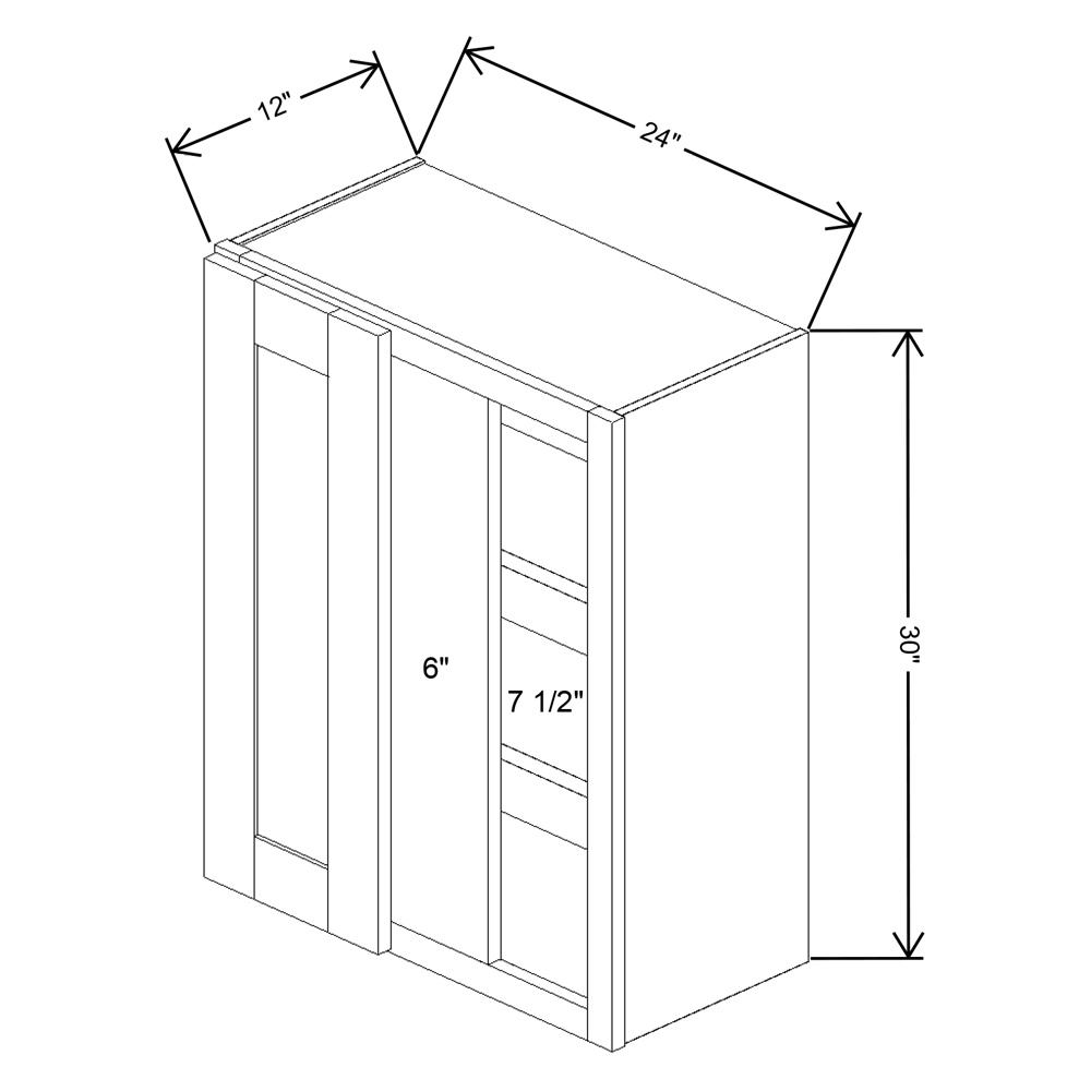 Fabuwood Allure Luna Kona Blind Corner Reversible Wall 24"W x 30"H Shaker Cabinet