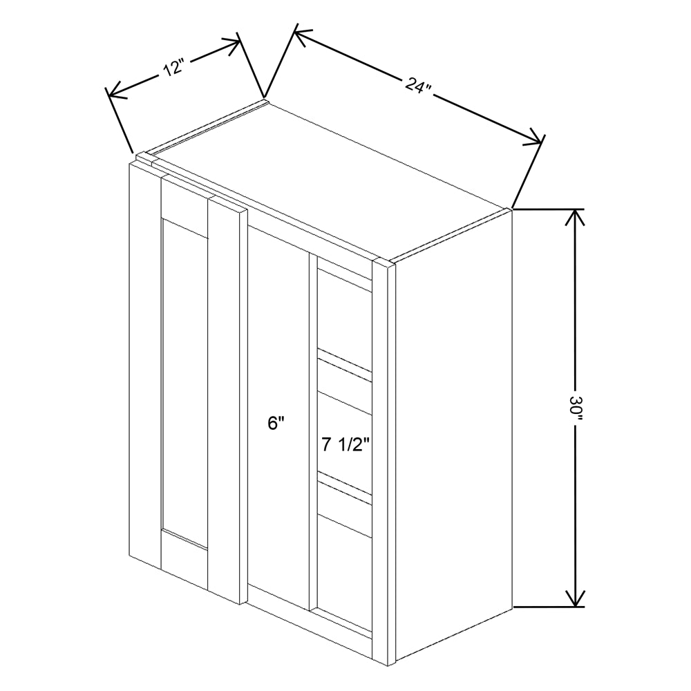 Fabuwood Quest Metro Frost Blind Corner Reversible Wall 24"W x 30"H Shaker Cabinet