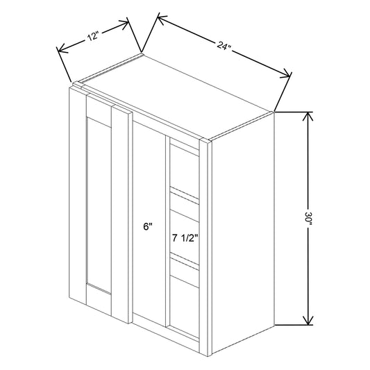 Fabuwood Quest Metro Frost Blind Corner Reversible Wall 24"W x 30"H Shaker Cabinet