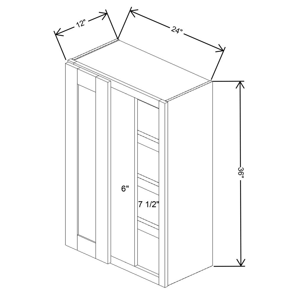 Fabuwood Allure Luna Timber Blind Corner Reversible Wall 24"W x 36"H Shaker Cabinet