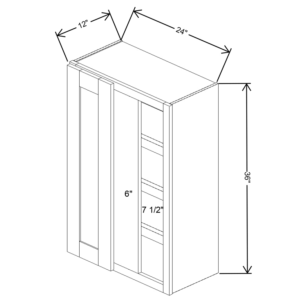 Fabuwood Quest Metro Mist Blind Corner Reversible Wall 24"W x 36"H Shaker Cabinet