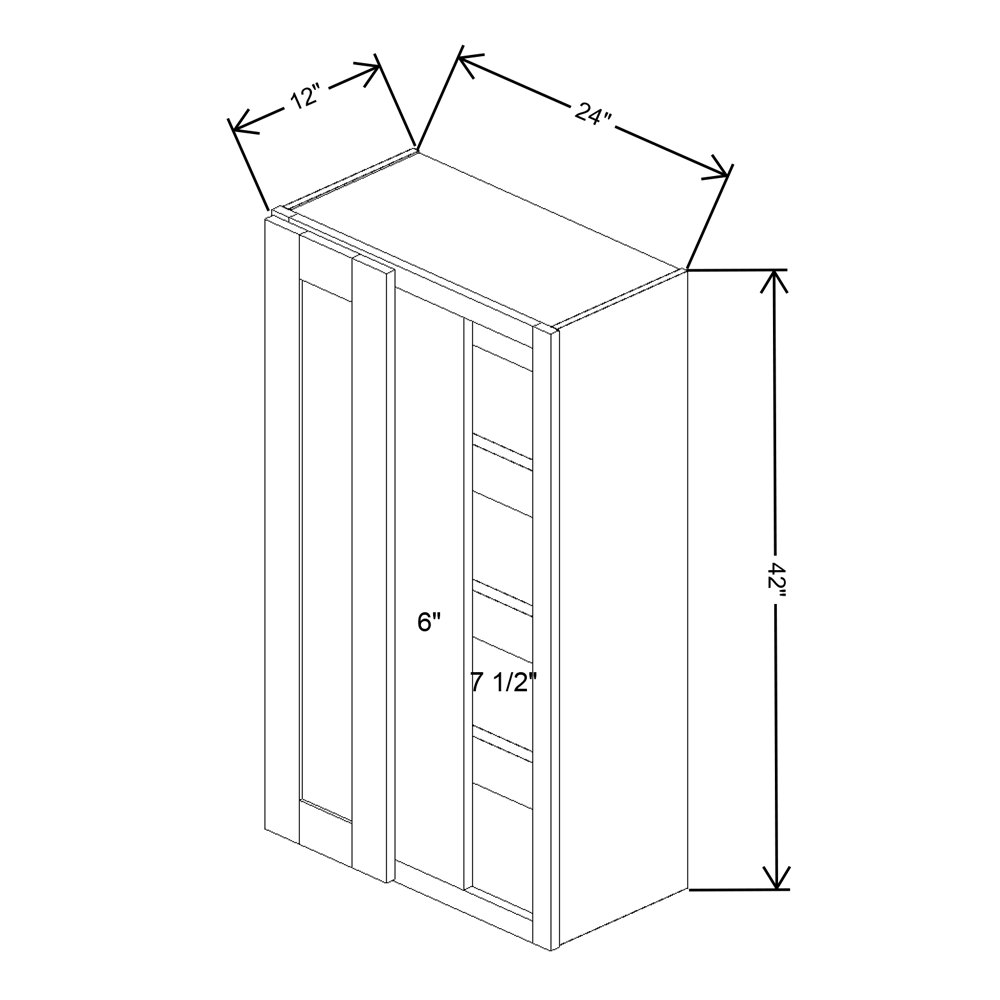 Fabuwood Allure Galaxy Frost Blind Corner Reversible Wall 24"W x 42"H Shaker Cabinet