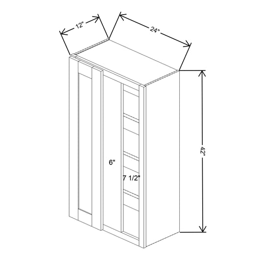 Fabuwood Quest Metro Java Blind Corner Reversible Wall 24"W x 42"H Shaker Cabinet