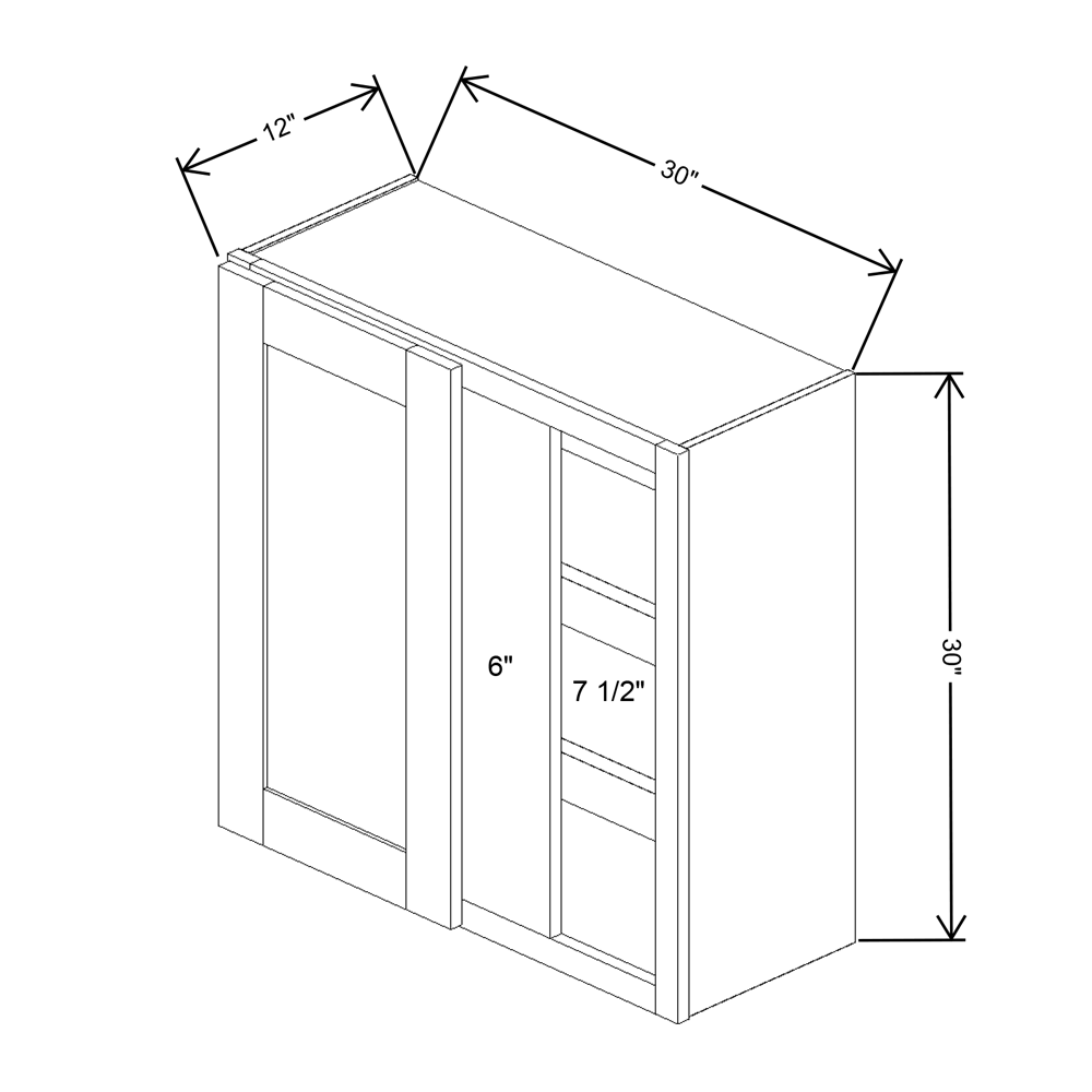 Fabuwood Quest Discovery Frost Blind Corner Reversible Wall 30"W x 30"H Shaker Cabinet