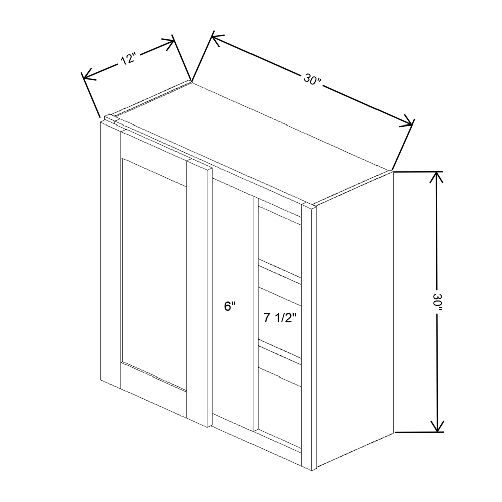 Fabuwood Quest Metro Frost Blind Corner Reversible Wall 30"W x 30"H Shaker Cabinet