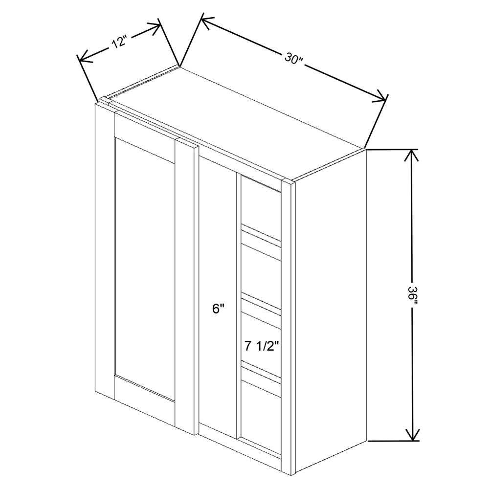 Fabuwood Allure Fusion Dove Blind Corner Reversible Wall 30"W x 36"H Shaker Cabinet