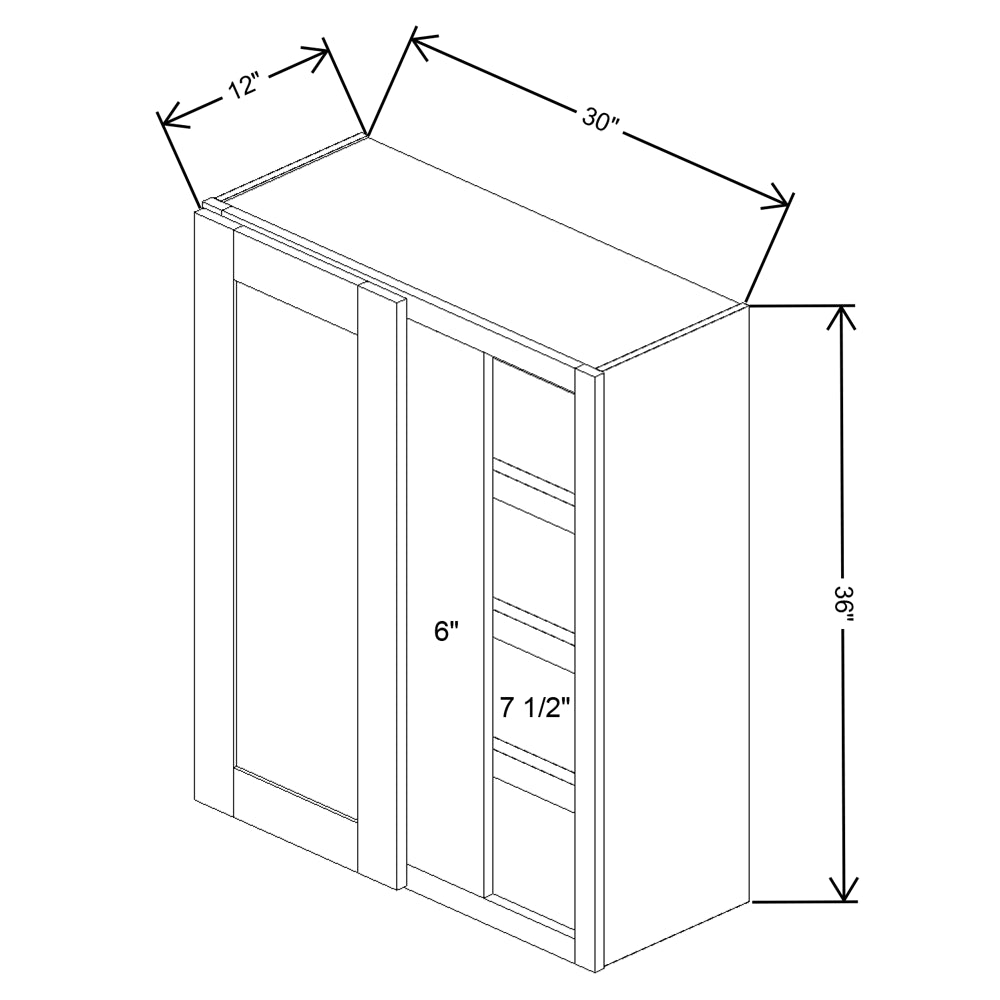 Fabuwood Allure Galaxy horizon Blind Corner Reversible Wall 30"W x 36"H Shaker Cabinet