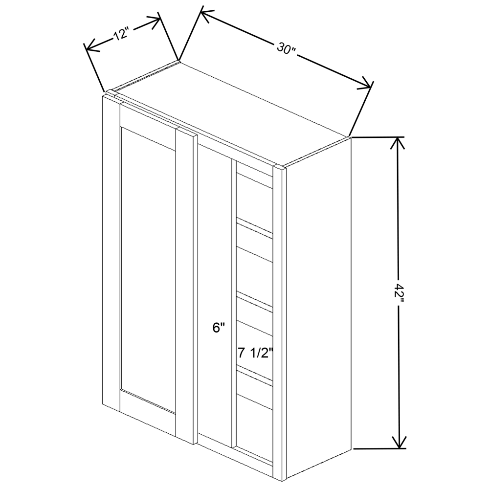 Fabuwood Allure Imperio Dove Blind Corner Reversible Wall 30"W x 42"H Shaker Cabinet