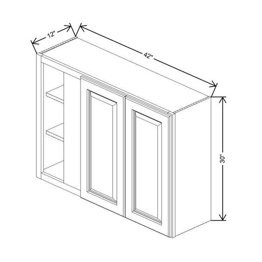 Fabuwood Quest Metro Mist 42" To 45" W X 30" H X 12" D Double Door Blind Corner Wall Cabinet
