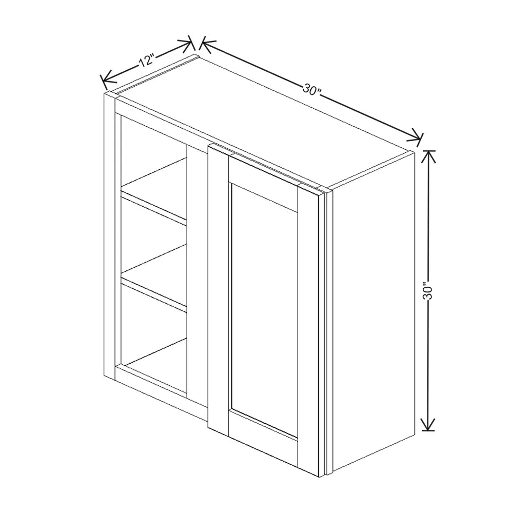 J&K White Shaker S8 Blind Wall Cabinet - 30" W x 30" H