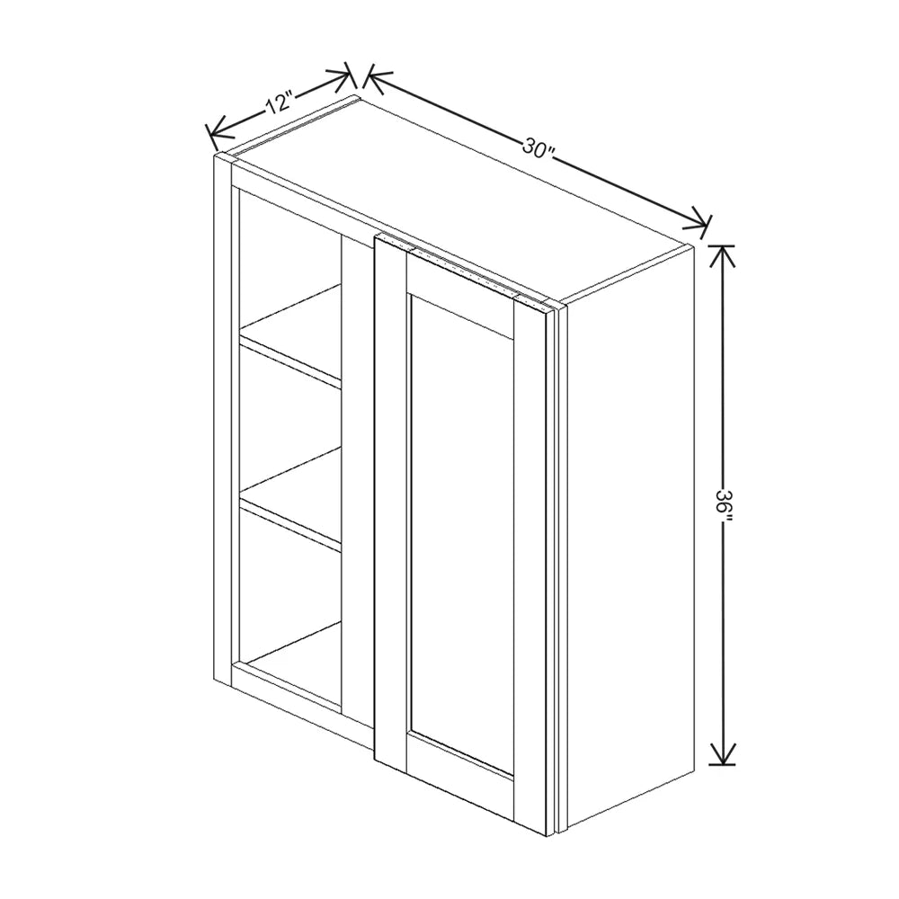 J&K White Shaker S8 Blind Wall Cabinet - 30" W x 36" H