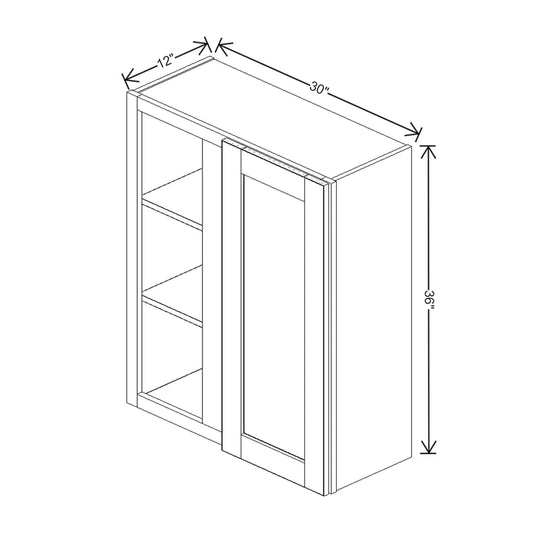 J&K Mocha Glazed K10 Blind Wall Cabinet - 30" W x 36" H
