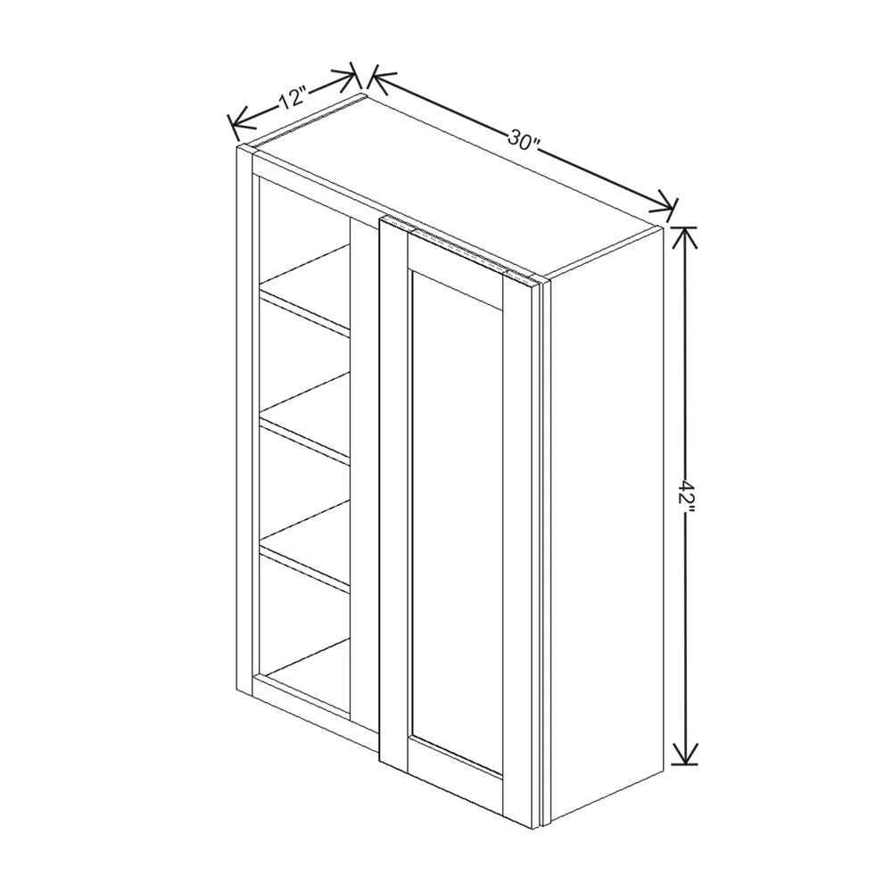 J&K White Shaker S8 Blind Wall Cabinet - 30" W x 42" H