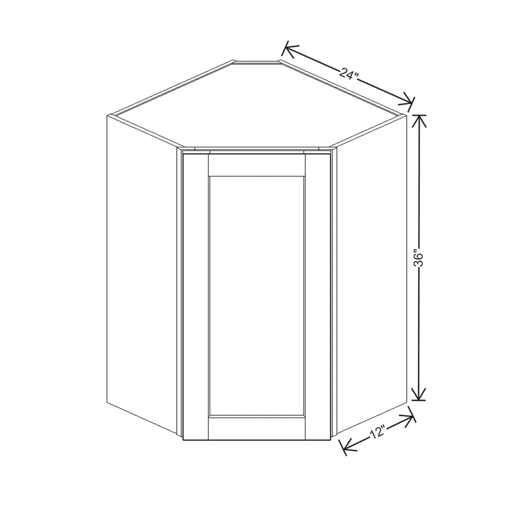 J&K Dove E1 Wall Diagonal Cabinet - 24" W x 36" H