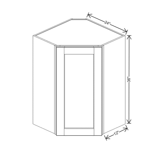 J&K Dove E1 Wall Diagonal Cabinet - 24" W x 36" H