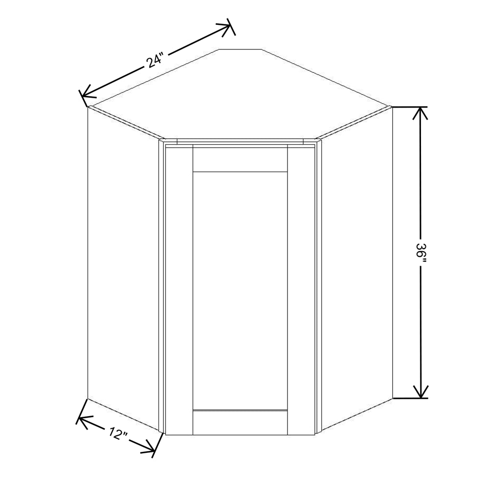 Fabuwood Quest Metro Mist Diagonal Corner Wall 24"W x 36"H Shaker Cabinet